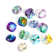 

6/8/10/12MM Cushion Crystal Plated Strass Laser Stone Stitching Square Rhinestone Creative Jewelry Splicing Two Effect Stone