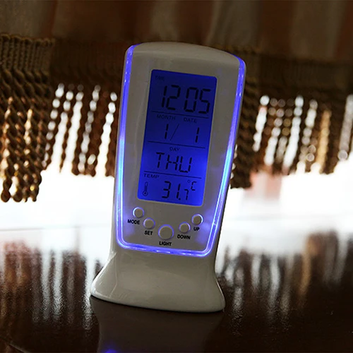 Светодиодный цифровой будильник с голубой подсветкой электронный календарь термометр подарок хороший