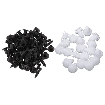 

70Pcs Car Rivet Door Trim Clips Fastener - 50Pcs 6Mm x 12Mm Black & 20Pcs 7 x 8Mm White