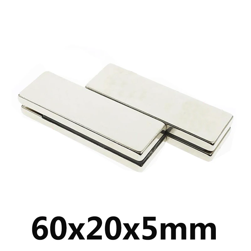

20/40/60 pcs NdFeb magnet N35 60x20x5 mm Strong Rare Earth Cubic Block square Rare Earth Neodymium 60*20*5mm Magnets Permanent