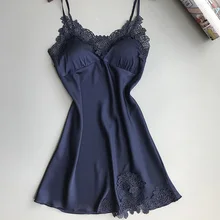 Женская кружевная ночная рубашка пижамы Глубокий V спагетти ремень ночная рубашка пижамы QL распродажа