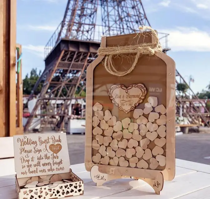 

Fashion Personalised Wedding Mason jar Guest book Drop box signature Guestbook alternative Guestbook Drop top