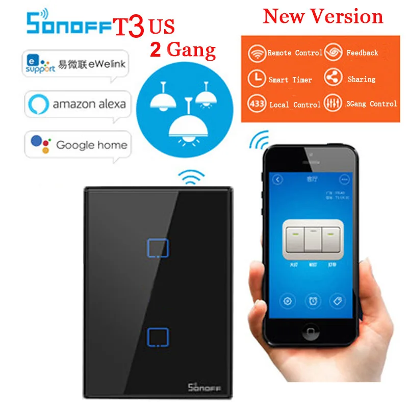 

Sonoff T3 US 1/2/3C WifiSmart Wall Touch Switch Voice Control Smart Home