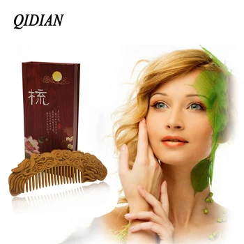 

QIDIAN Exquisite Multi Style Thuja Hair Wood Comb Natural Carving Anti-static Wood Hair Comb Set Pair- Vintage China Artwo