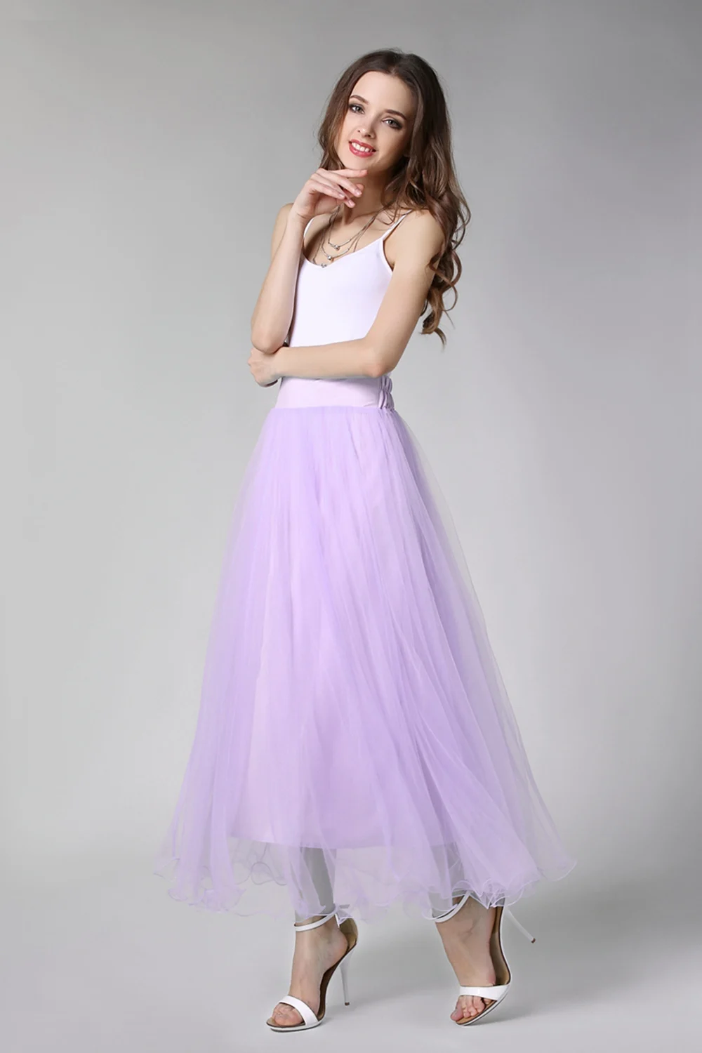 Light Purple Тюлевая Юбка Свадебные Нижняя юбка Сексуальная Высокая Низкая свадебные аксессуары - Цвет: Light Purple