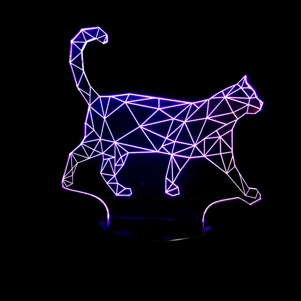 

3D Night Lamp Acrylic Visual Stereo Lamp Walking Cat 3D LED Colorful Gradient Atmosphere Small Table Lamp