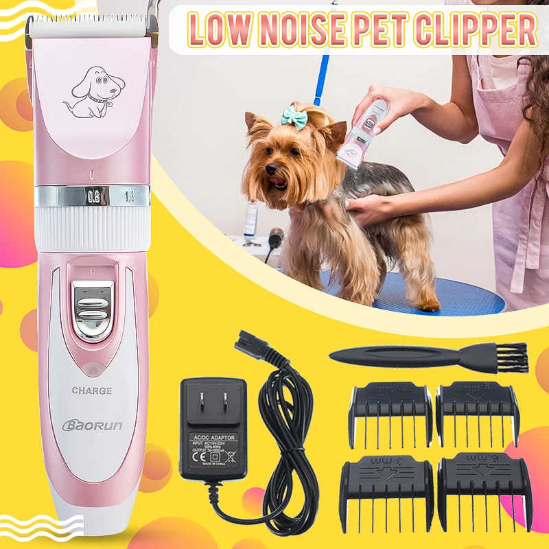 

Rechargeable Cordless Electric Low-noise Pet Trimmer Grooming Set Hair Clipper Shaver Razor Kit Mute Set with Limit Combs