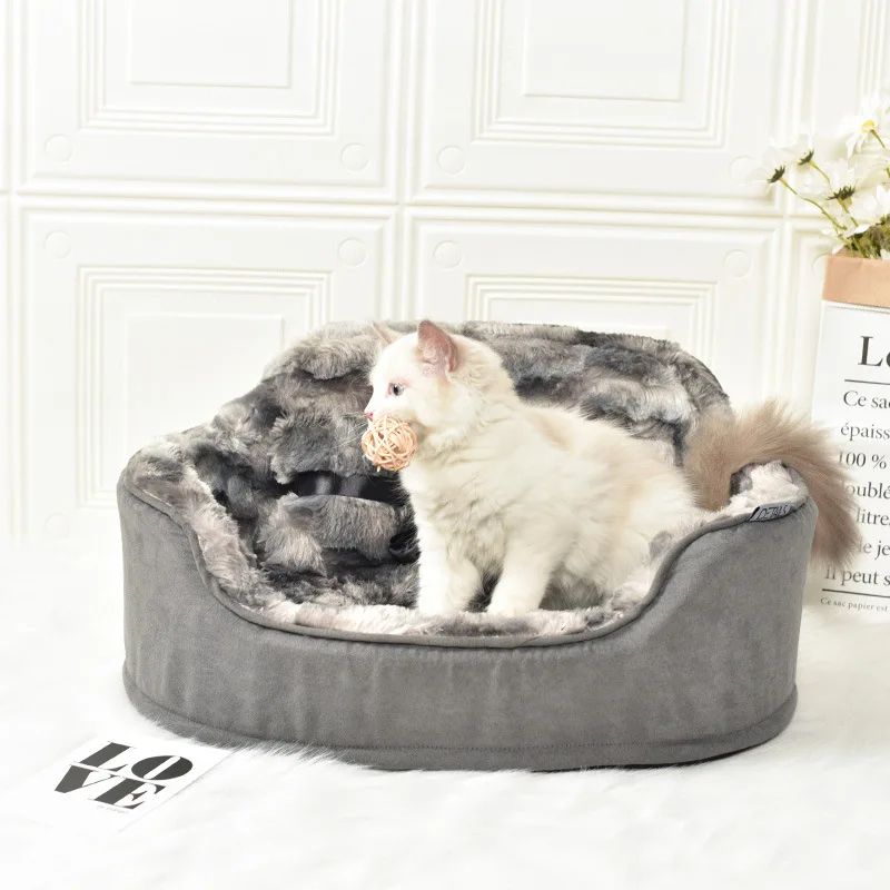 Кровать для собак зимняя теплая питомник для питомцев camas para perro Arctic velvet Роскошная пещера для кошек собачьи матрасы-лежанки