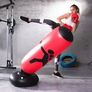 

Fitness 160cm Boxing Punching Bag Inflatable Free-Stand Tumbler Muay Thai Training Pressure Relief Bounce Back Sandbag Air Pump