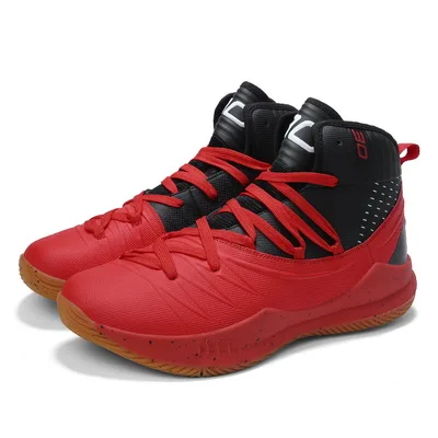 Новинка, мужские баскетбольные кроссовки, эластичные, трикотажные, дышащие, баскетбольные, спортивные, удобные, Нескользящие, Прогулочные кроссовки для мужчин - Цвет: Красный
