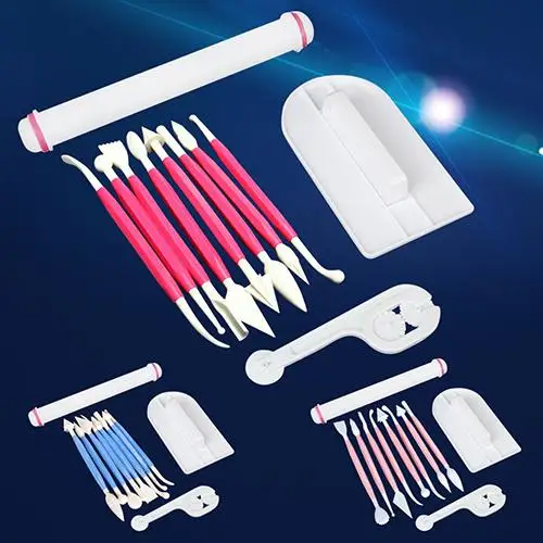 

11 Pcs Sugarcrafts Fondant Smoother Cutter Embosser Baking Rolling Tool Kit Set
