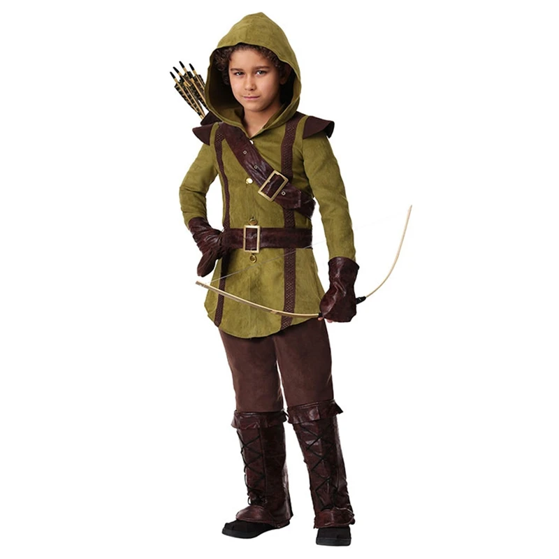 Robin Hood Child Costume Boys Prince Of Ladders Archer Costume Green Fancy Dress Halloween Costume Outfit
