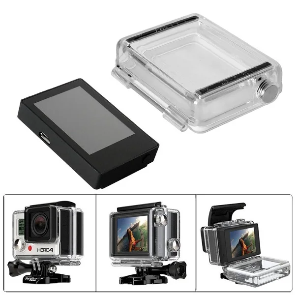 Для GoPro BacPac ЖК-дисплей монитор для Gopro Hero 3+ 4 Bacpac ЖК-экран+ чехол на заднюю дверь водонепроницаемый корпус крышка аксессуары - Цвет: Черный цвет