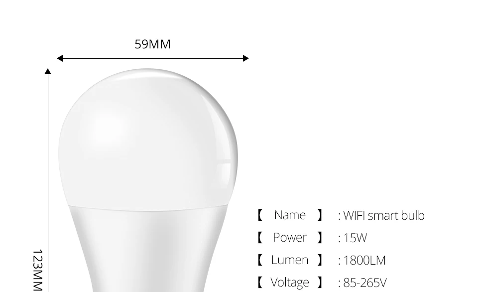 85-265 в, умный WiFi светильник, лампа с регулируемой яркостью, светодиодный светильник 15 Вт, шкаф, светильник E27, пробуждение, теплый светильник s, работает с Alexa Google, Домашний Светильник ing
