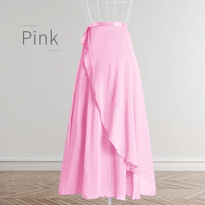 Танцевальная юбка Женская длинная шифоновая балетная юбка для взрослых бальная танцевальная юбка черный бордовый балетный костюм Талия галстук платье - Цвет: Pink