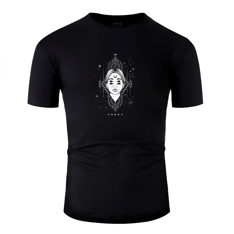 Летняя мужская футболка 100% хлопок одежда для фитнеса оккультная луна Baphomet таро