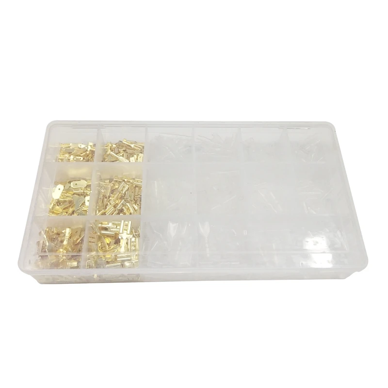 601Pcs Bare Plug Spring Gold with Sheath Cold Clamp Spring Terminal Cold Clamp Wire Connector Crimp Boxed Kit