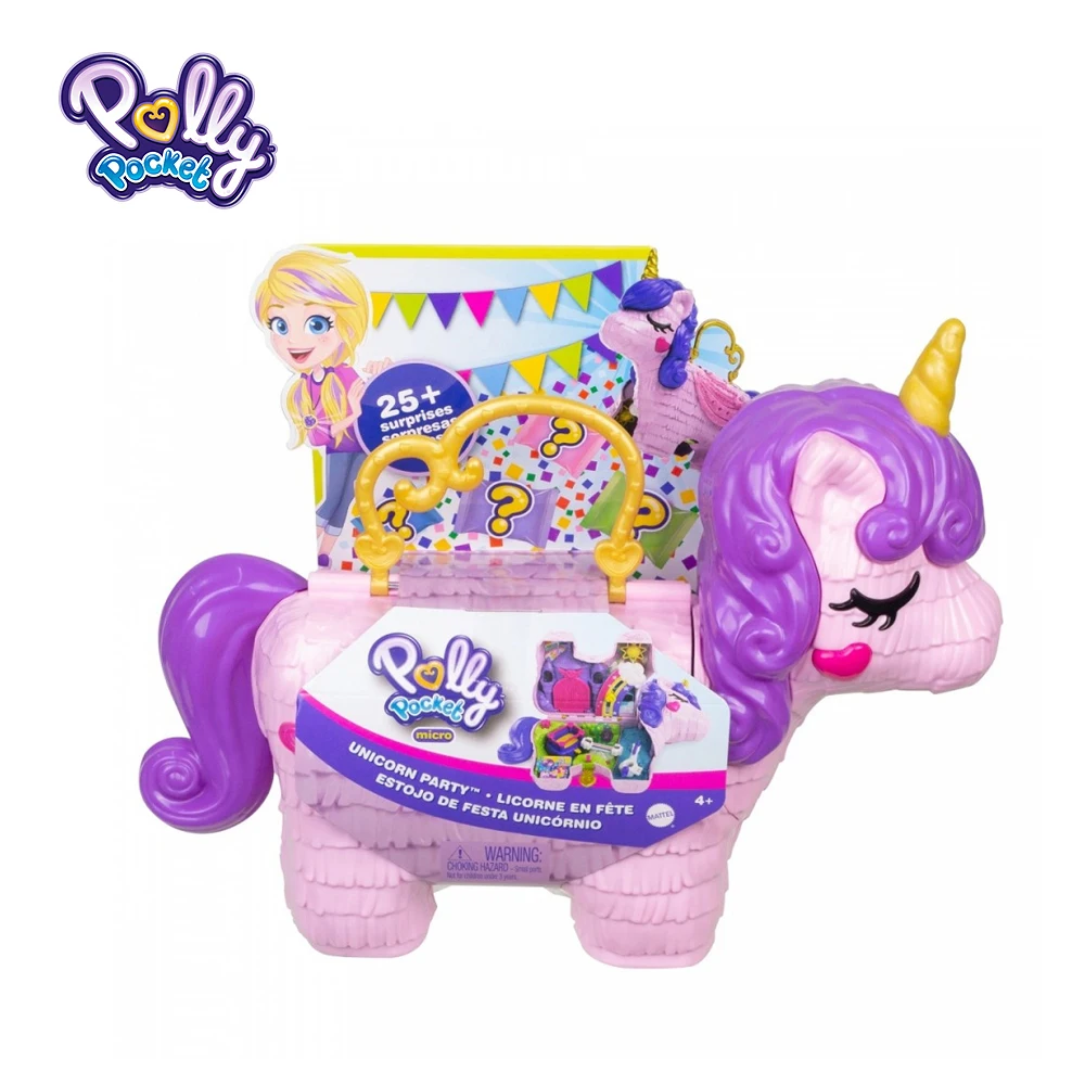 Polly Pocket Surprise Unicorn Blind Box Unicorn Party Large Toy set 25+ Surprises & Fun Princess Party Play Areas Toys GKL24