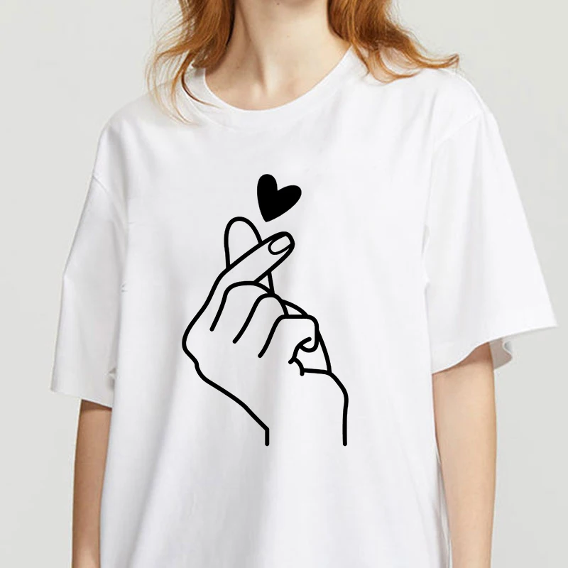 

Love Feature Print T shirt Women Fashion Tshirt O neck Short Sleeve Harajuku T shirt White Tops Female Tops