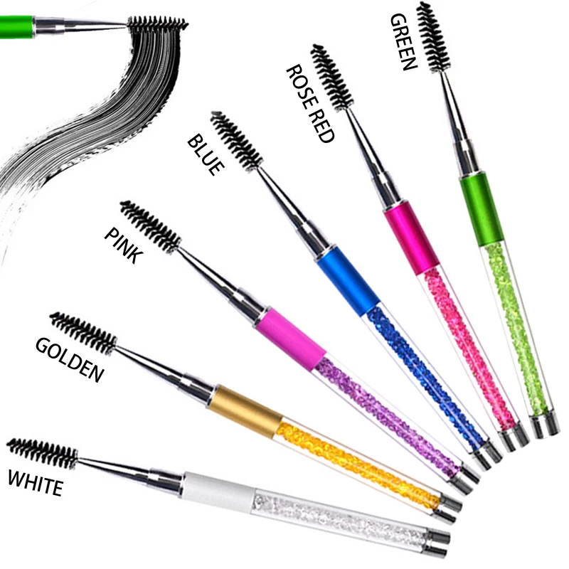 

1 PCS 10 Colors Crystal Eyebrow Brushes Beauty Makeup Tools Radian Adjustable Transparent Diamond Handle Eyebrow Lash Brush
