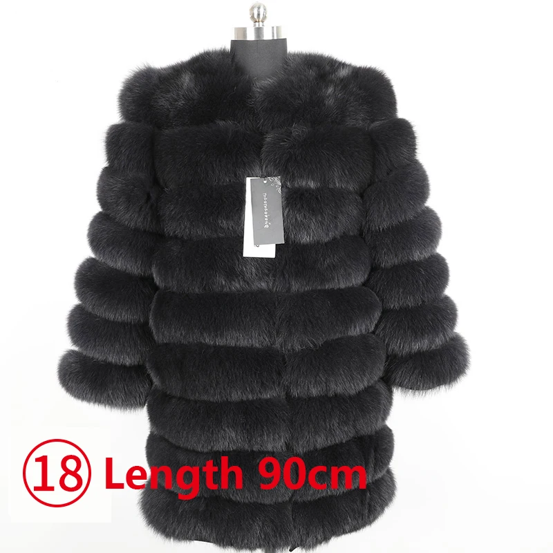 long-88cm-18 Женское пальто из натурального меха лисы, зимняя женская куртка, пальто, жилет, модное кожаное пальто для девочек - Цвет: long-88cm-18