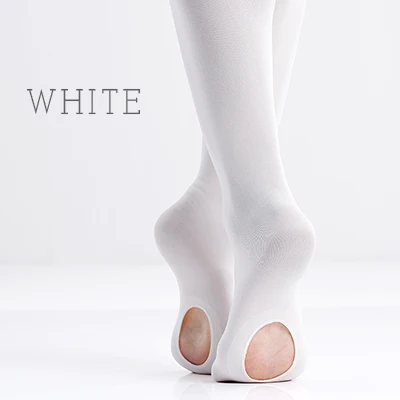 Ballet Tights With Hole 12 Pcs Wholesale Seamless Tigts Ballet Stockings Dance Pantyhose 60D Convertible Ballet Leggings 1 Pair White