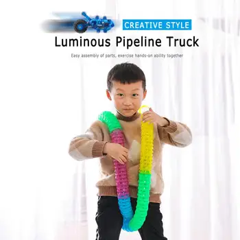 

High Quality Children Gift DIY Assembled Electric Rail Car High-speed Racing Model Glowing Racing Car Christmas Gifts