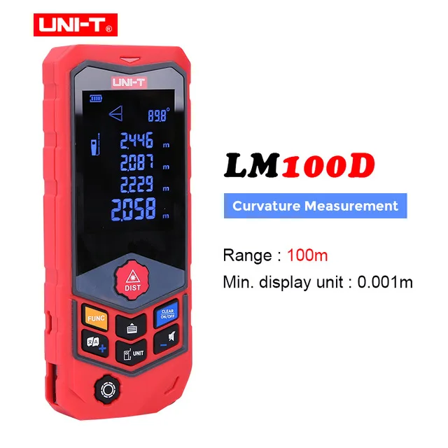 UNI-T LM50D/LM100D лазерный дальномер 50 м/100 м EBTN экран Лазерная электронная линейка хранение данных лазерный дальномер/Голосовая индикация - Цвет: LM100D
