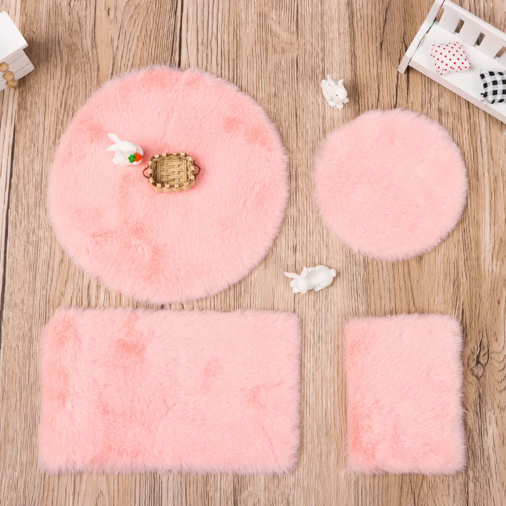 Doll Accessories 1/12 Scale Nordic Style Plush Carpet Floor Coverings For Dolls House