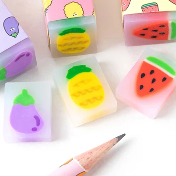

Mohamm 1Pc Lovely Fruits Watermelon Pineapple Eraser Cartoon Jelly Color Creative Stationary School Supplies