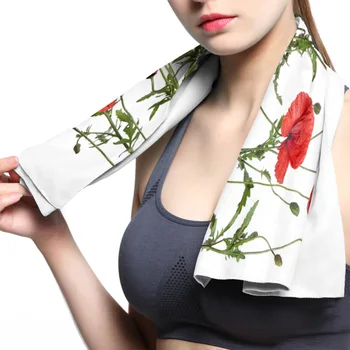 

Red Corn Poppy Face Towel Cooling ice Utility Enduring Instant Cozy Ice Cold for Enduring Running Jogging Gym