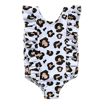 

Toddler Girls baby swimsuit kids Polyester one pieces Leopard watermelon Print Pleated Swimwear Summer Bikini beach Swimsuit A40
