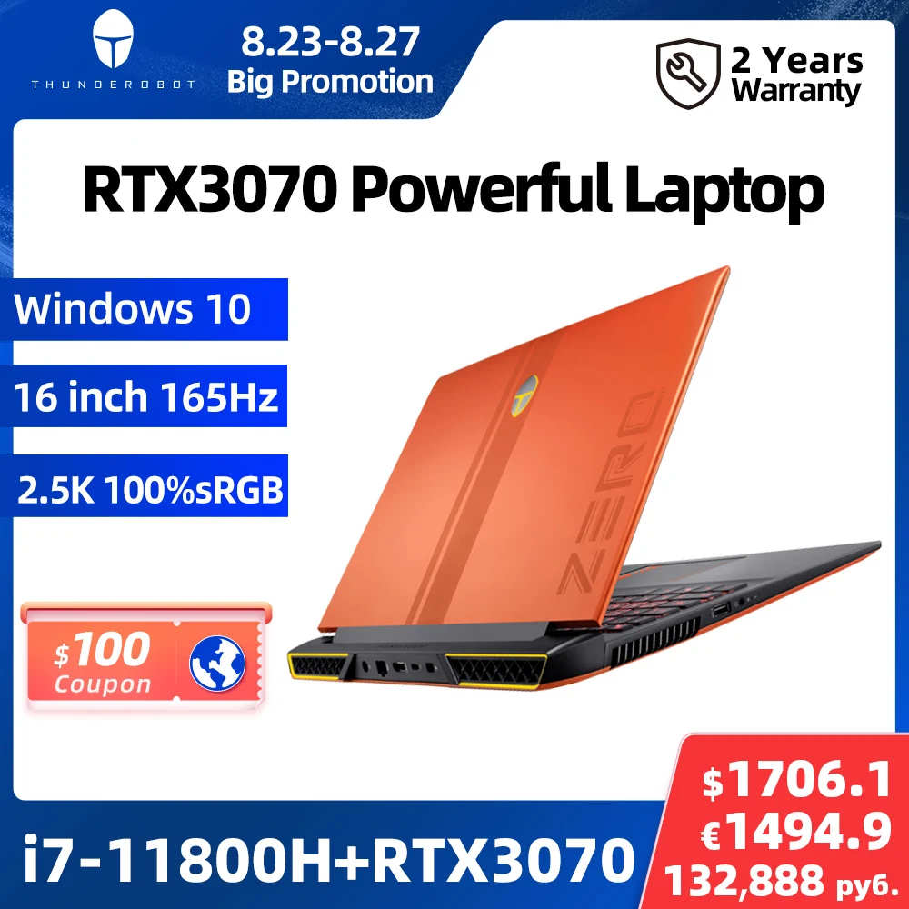ZERO RTX3070-ordenador portátil i7-11800H para videojuegos, 165Hz, 16 pulgadas, 2,5 K, 16:10, WiFi6, Windows 10 pro, Notebook, portátil, 2 años de garantía