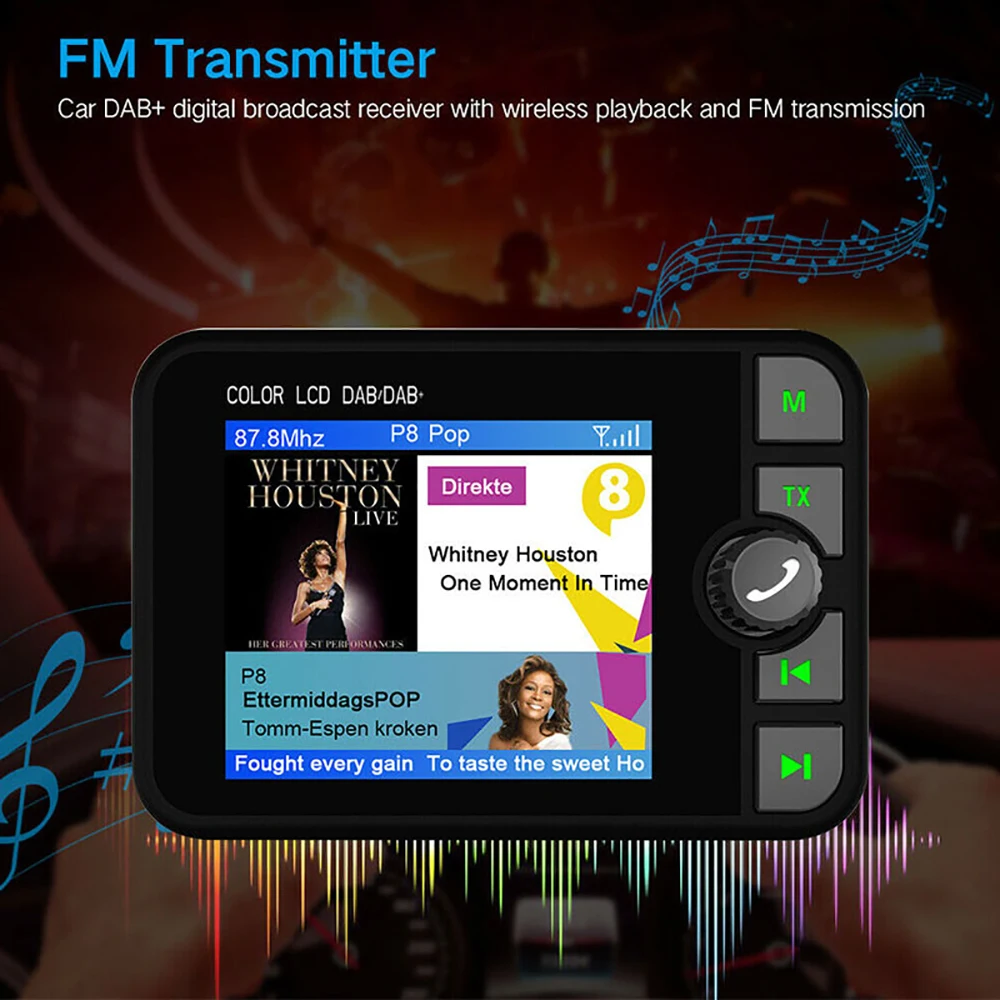 2,4 дюймовый TFT экран цветной экран автомобиля DAB радио цифровой радио адаптер беспроводной плеер с Bluetooth Музыка потокового DAB радио