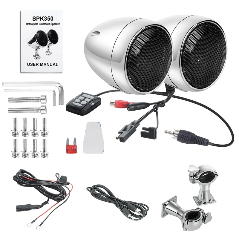 

Motorcycle 4 Inch Waterproof ATV Bluetooth Speaker with 300W Built-In D-Class Amplifier SPK350 (Chrome)