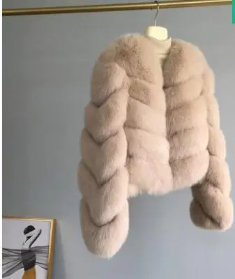 Fashion New Design Simple Classic Style Genuine Fox Fur Coat Warm Short Version Sweet Plus Size Coat Outerwear Winter Fur Jacket