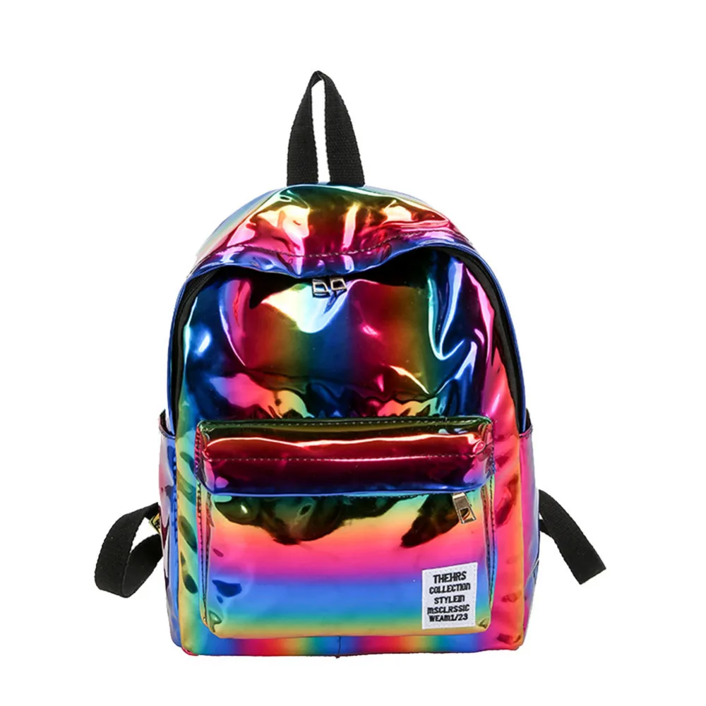 

2019 New Hologram Laser Backpack Girl School Bag Shoulder Women Girl Rainbow Colorful Metallic Silver Laser Holographic Backpack
