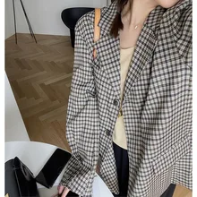 @YYDS Fashionable Plaid Small Suit Jacket Female Korean Version 21 Autumn New Small Suit