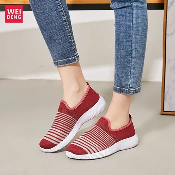 

Weideng Ultra Soft Light Mesh Fly Knit Prime Casual Shoes Women Slip On Non Slip Wear Resisting Breathable Comfortable