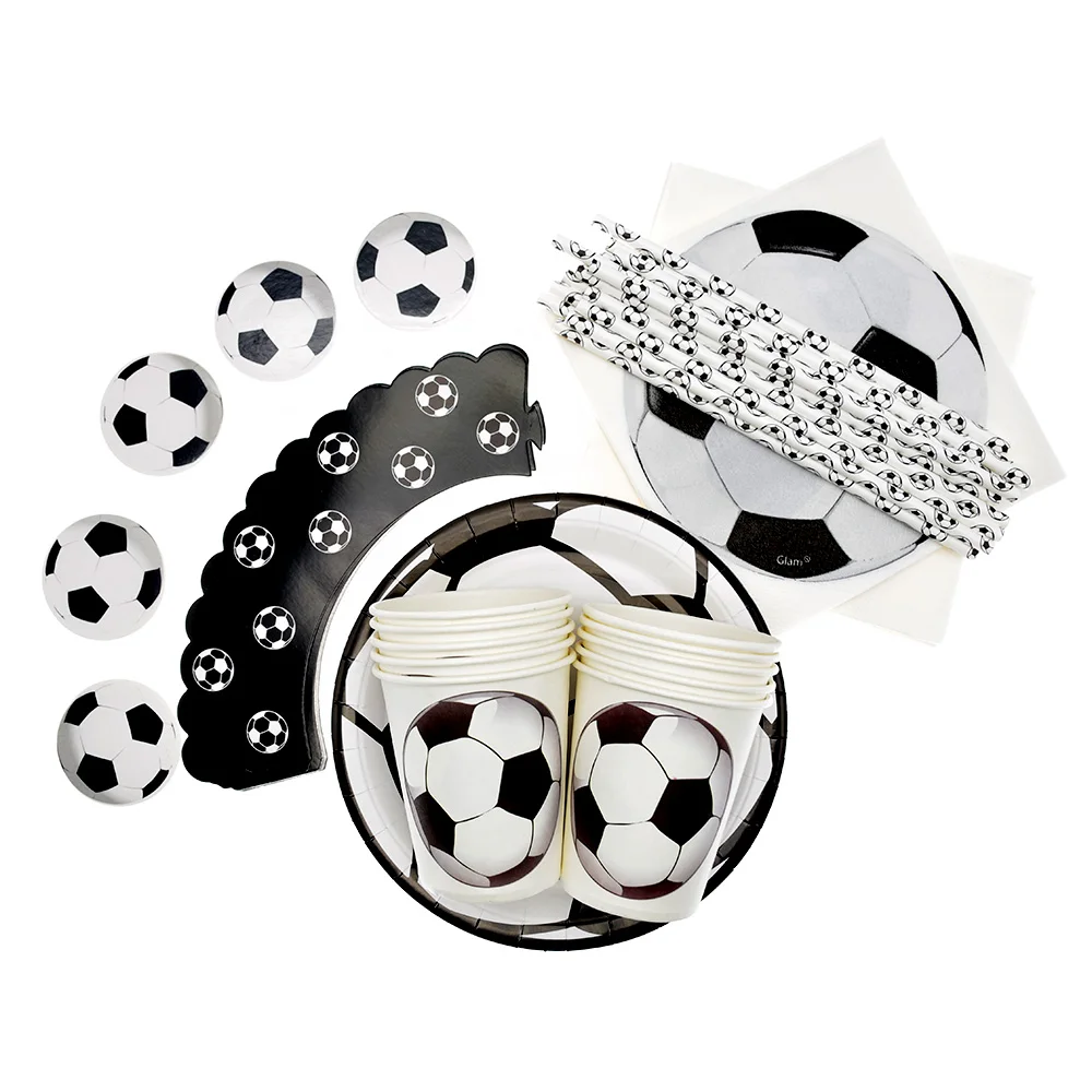 Football Theme Disposable Tableware set Napkin Plates Cups  Soccer Pattern  Boy Birthday Party baby shower cake Deco Supplies la granja zenon birthday party supplies disposable tableware paper cups plates cake topper baby shower kids party decorations