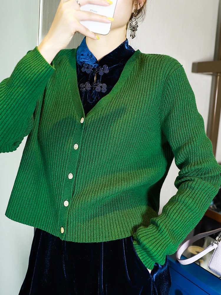 style Western 100% wool pure woolen sweater V-neck