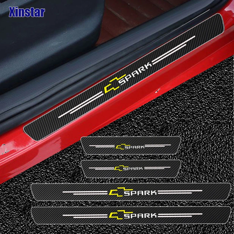 

4pcs Carbon fiber car Sticker for Chevrolet Spark Car styling