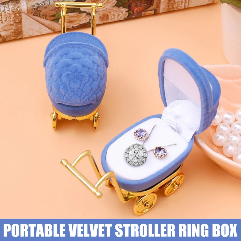 

Cartoon Stroller Shaped Ring Box Jewelry Organiser Display Holder Storage Case d88