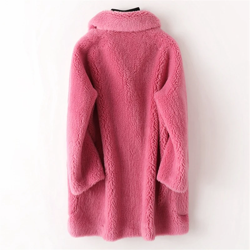 Fashion New Women Granule Sheep shearing Faux fur jacket Winter High quality Long Fake Fur coat Loose Overcoat Woman Winter