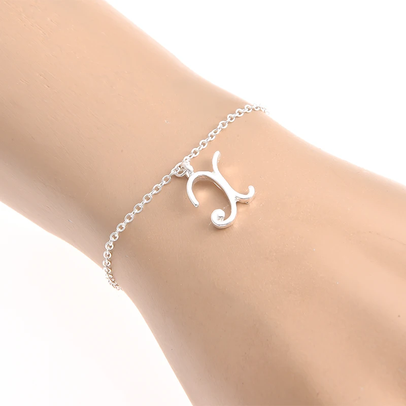 Cursive Initial X Name Bracelet - Custom Swirl Alphabet Letter Chain Bracelet image 2