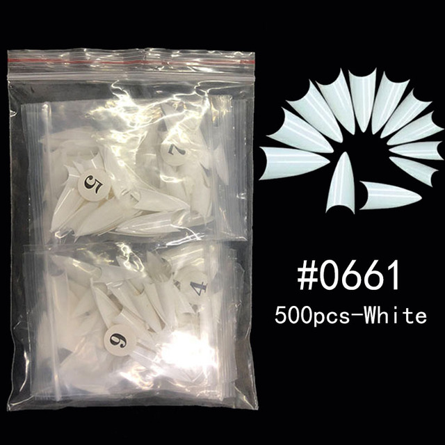 False Nails Stiletto Claw Tips Half Cover Sharp Nails Manicure Acrylic UV Gel Natural Color Long  Fake Nails #0~9size
