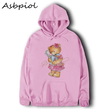 

Beer Pattern Women Hoodies Kawaii Animal Pattern Keep Warm Spring Women Hooded Sweatshirt