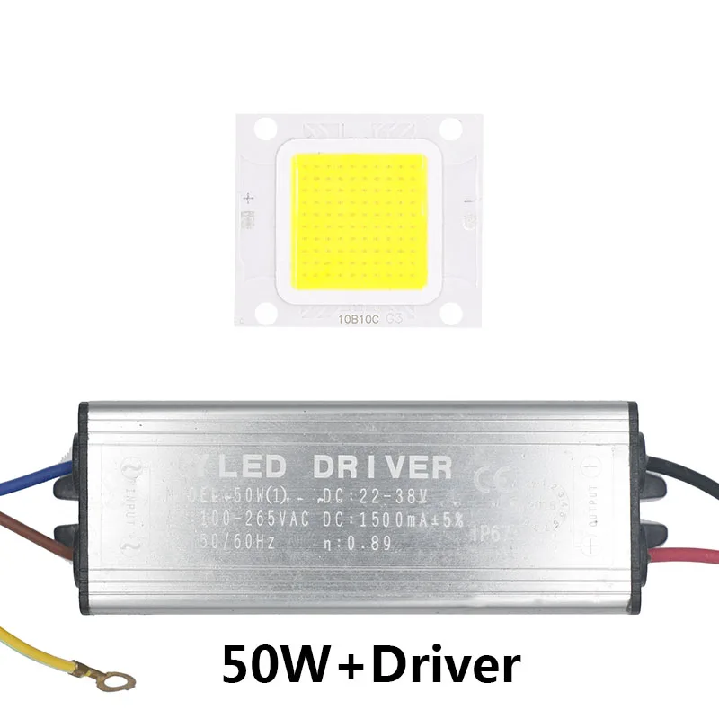 10 Вт 20 Вт 30 Вт 50 Вт 70 Вт 100 Вт высокомощный светодиодный чип COB светодиодный SMD диоды для прожектора лампы флип-чип для DIY 30-34 в - Испускаемый цвет: 50W and Driver