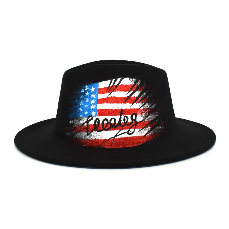 wide brim fedora hat Elegant Women's New Hand-Painted Woollen Hat Top Hat Men's Sun Hat Jazz Hat Fashion Vintage Wide Brim Fedora wool fedora hat