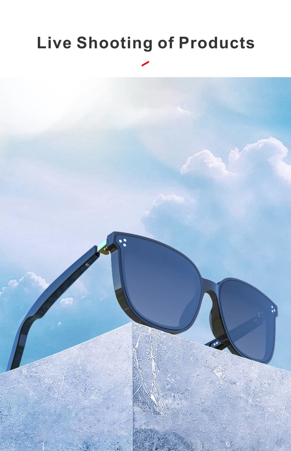 Waterproof Bluetooth Smart Sunglasses BT5.0 Headphones Glasses Call Music Anti-blue Light Glasses Compatible With IOS Android